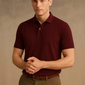 Solid Polo Maroon T-Shirt - Image 1