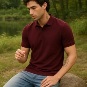 Premium Pure Wine Polo T-Shirt - Image 1
