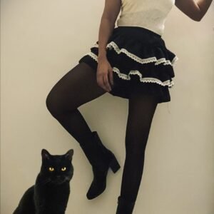 Lolita Vintage Lace Flared Skirt - Image 3