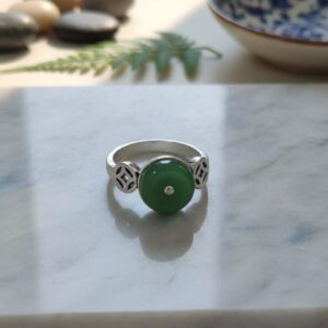 Verdant Orbit Jade Centerpiece Women's Ring - Image 3