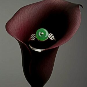 Verdant Orbit Jade Centerpiece Women's Ring - Image 1