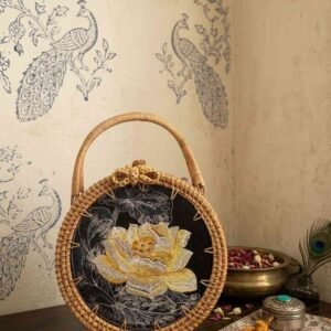 EXCLUSIVE COLLECTION- Natural Fiber Round Rattan Handbag - Image 2