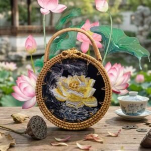 EXCLUSIVE COLLECTION- Natural Fiber Round Rattan Handbag - Image 5