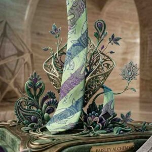 Da Kasha Emerald Mirage Paisley Necktie - Image 5