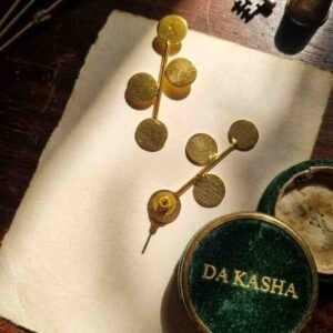Handmade Brass Minimalist Triple Disc Gold Women's Earring - Image 1