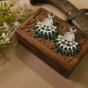 Emerald Radiance Kundan Women's Earrings - Image 4