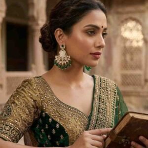 Emerald Radiance Kundan Women's Earrings - Image 6