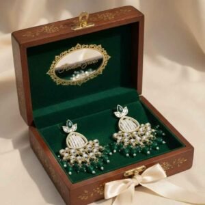 Emerald Radiance Kundan Women's Earrings - Image 2