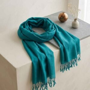 Ocean Whisper Thai Silk Scarf Handwoven in Turquoise Serenity{ IMPORTED} - Image 2