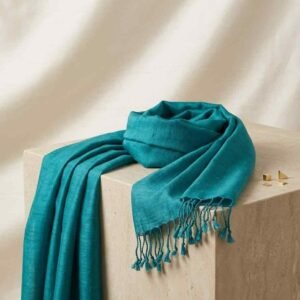 Ocean Whisper Thai Silk Scarf Handwoven in Turquoise Serenity{ IMPORTED} - Image 3
