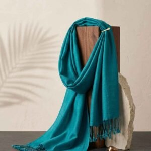 Ocean Whisper Thai Silk Scarf Handwoven in Turquoise Serenity{ IMPORTED} - Image 4