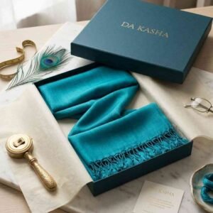 Ocean Whisper Thai Silk Scarf Handwoven in Turquoise Serenity{ IMPORTED} - Image 1