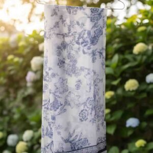 Blue Blossom Thai Silk Handcrafted Scarf { IMPORTED} - Image 4