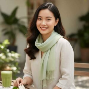 Serenity Mist Thai Silk Pastel Handwoven Scarf { IMPORTED} - Image 5